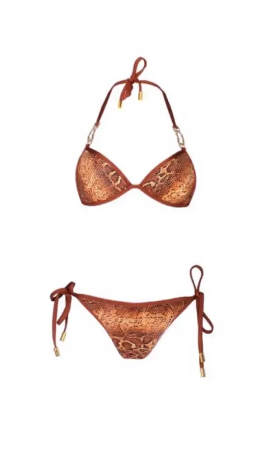 Ocean Couture Sahara Boa Deluxe triangelbikini in koperbruin