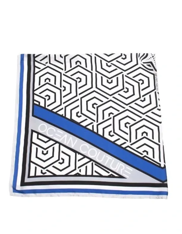 Ocean Couture pareo/scarf grafische print in blauw en zwart