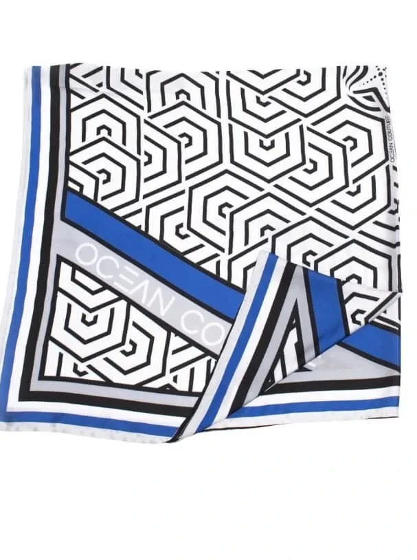 Ocean Couture pareo/scarf grafische print in blauw en zwart