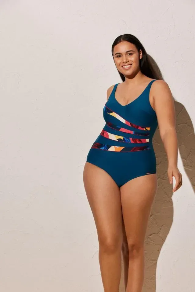 Ysabel Mora Petrol corrigerend badpak in multicolor