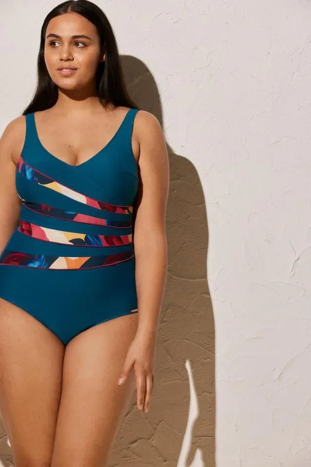 Ysabel Mora Petrol corrigerend badpak in multicolor