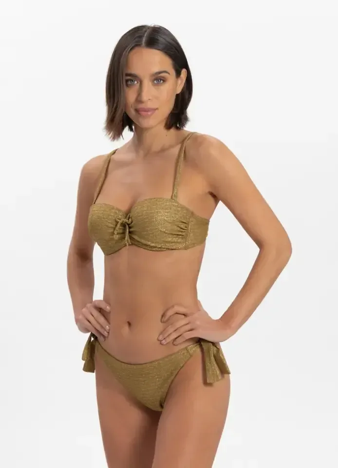 Cyell Dessert Glow strapless bikini in goudkleur