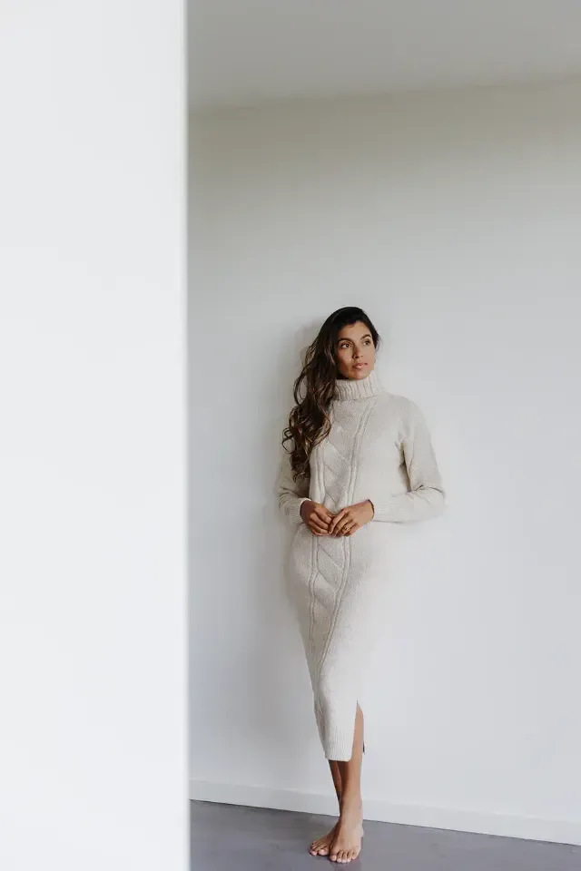 Alice et Maman Gwen knitwear dress in beige nougat