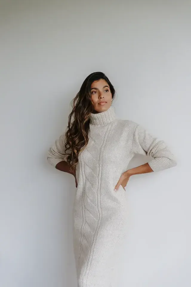 Alice et Maman Gwen knitwear dress in beige nougat
