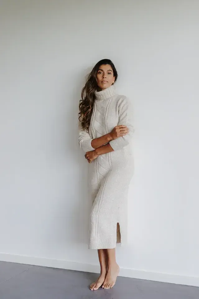 Alice et Maman Gwen knitwear dress in beige nougat