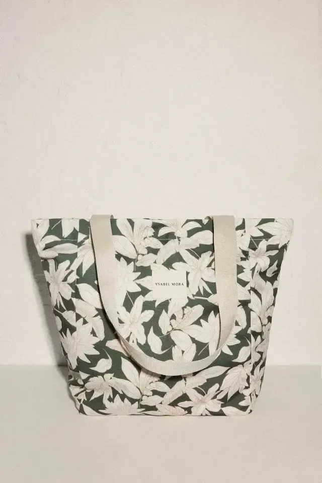 Ysabel Mora Piqué Flower strandtas in groen