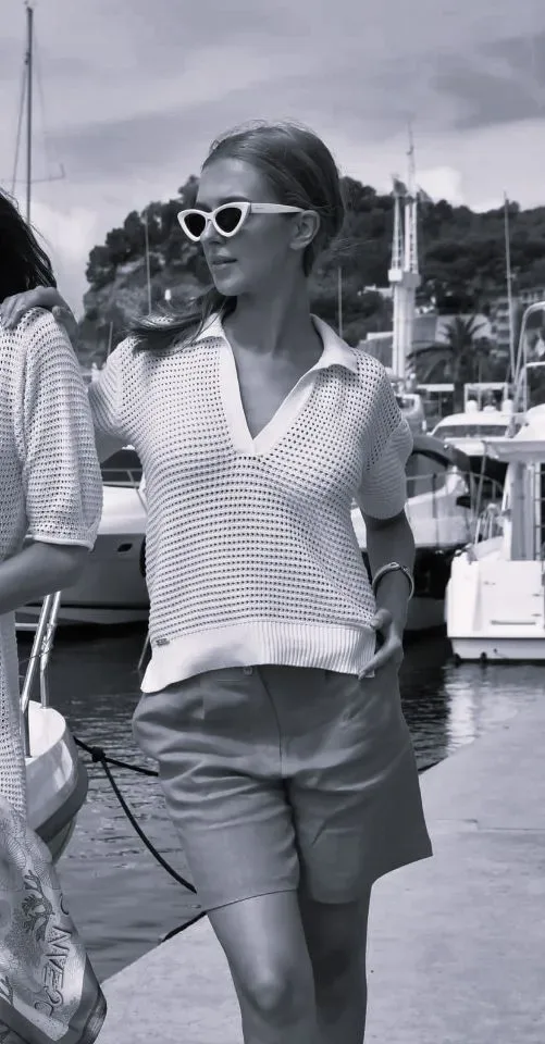 Ocean Couture Deborah crochet shirt in zwart