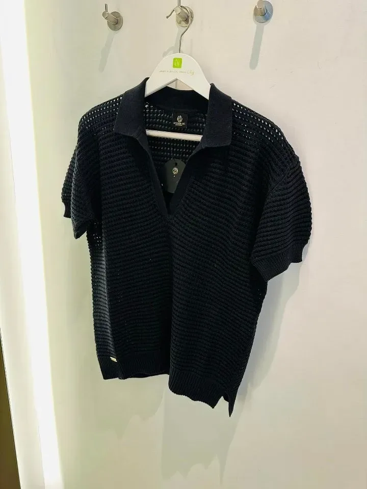 Ocean Couture Deborah crochet shirt in zwart