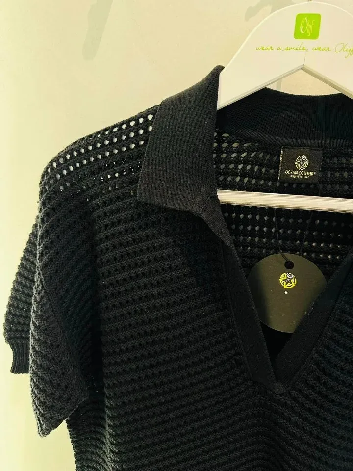 Ocean Couture Deborah crochet shirt in zwart