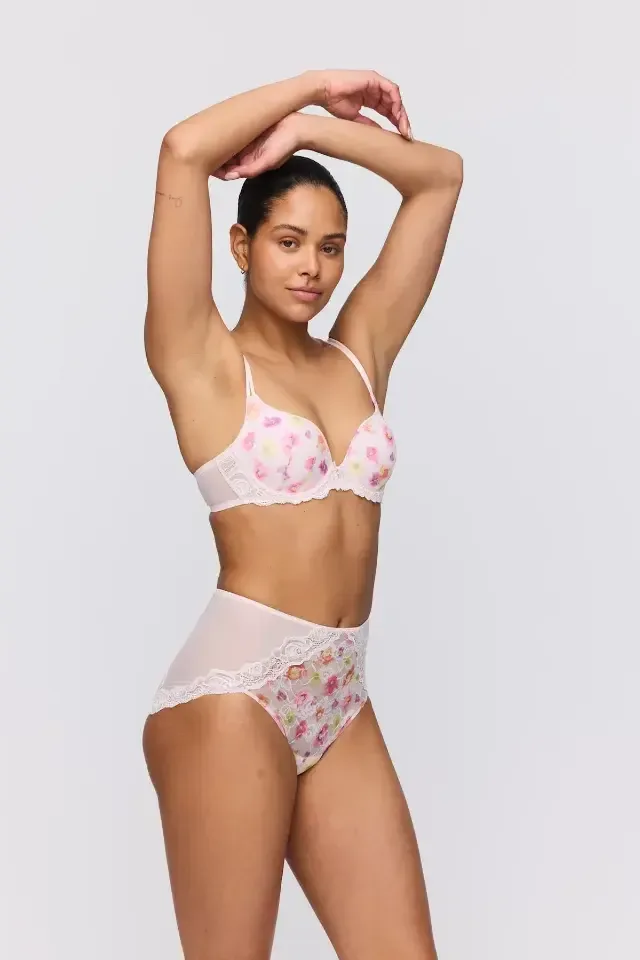 Marie Jo Selyna tailleslip in lichtroze met bloemetjesprint