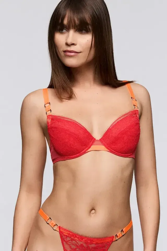 Sarda Lovelace push-up bh in rood