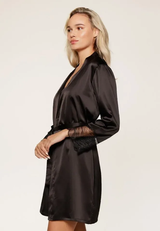 Lingadore Glamour satijnen kimono in zwart