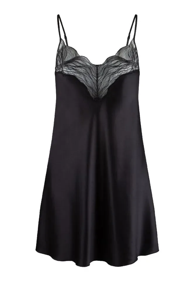 Lingadore Glamour satijnen slipdress in zwart