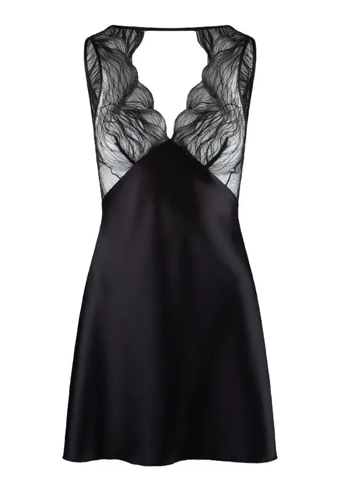 Lingadore Glamour satijnen slipdress in zwart