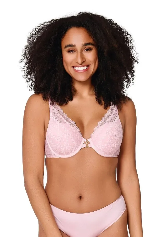 Lingadore Graphic Pink voorgevormde plunge bh in oudroze