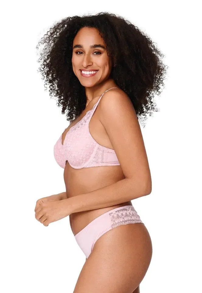 Lingadore Graphic Pink voorgevormde plunge bh in oudroze