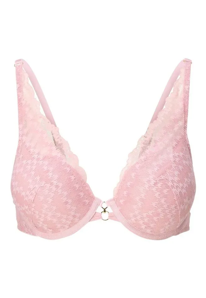 Lingadore Graphic Pink voorgevormde plunge bh in oudroze