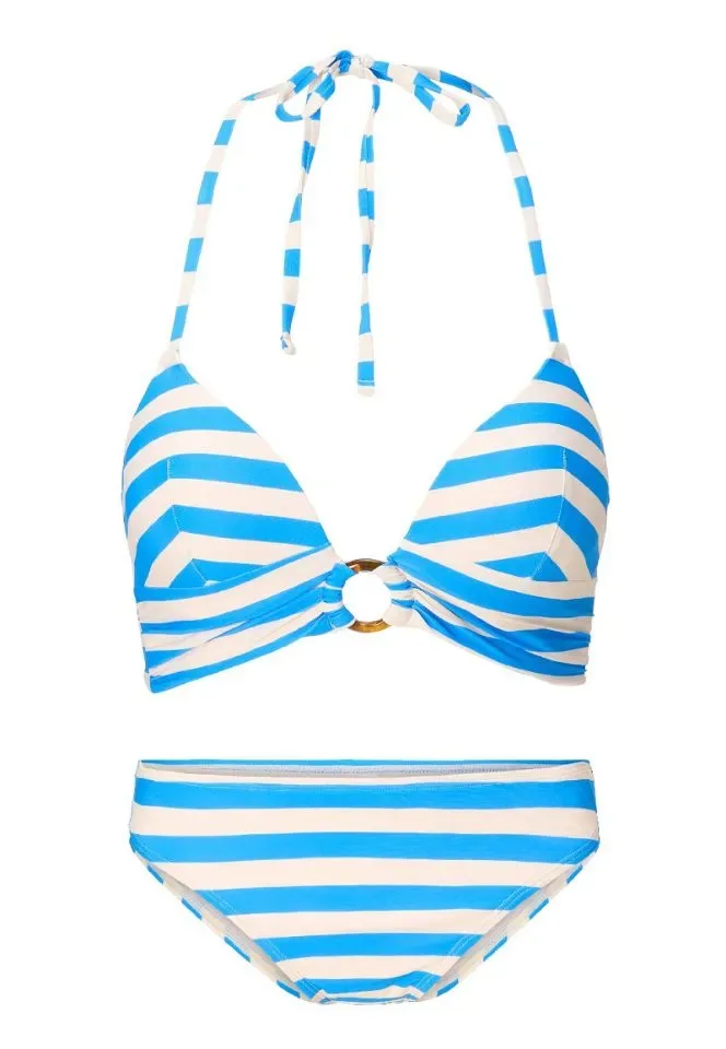 Lingadore Summer Stripes triangel bikini in blauw en wit