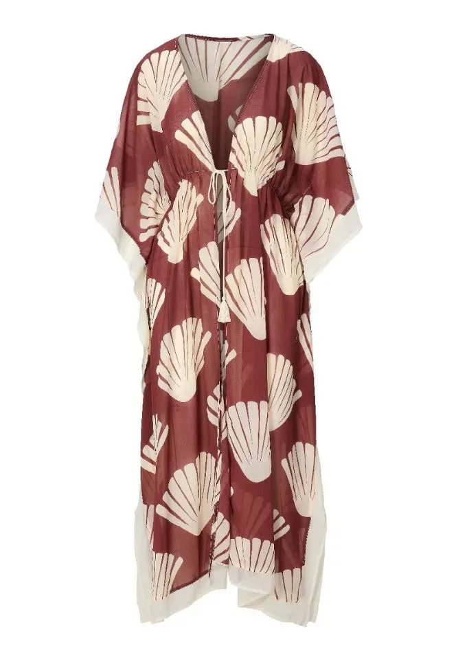 Lingadore Summer Stripes kimono in bruin en wit