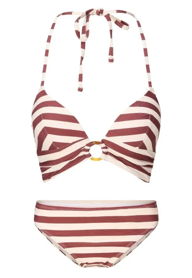 Lingadore Summer Stripes voorgevormde triangel bikini in bruin en wit