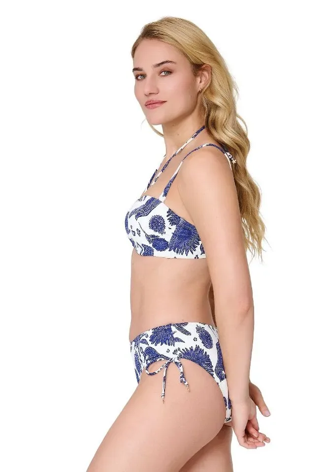 LIngadore Greek Sun strapless bikini in blauw en wit
