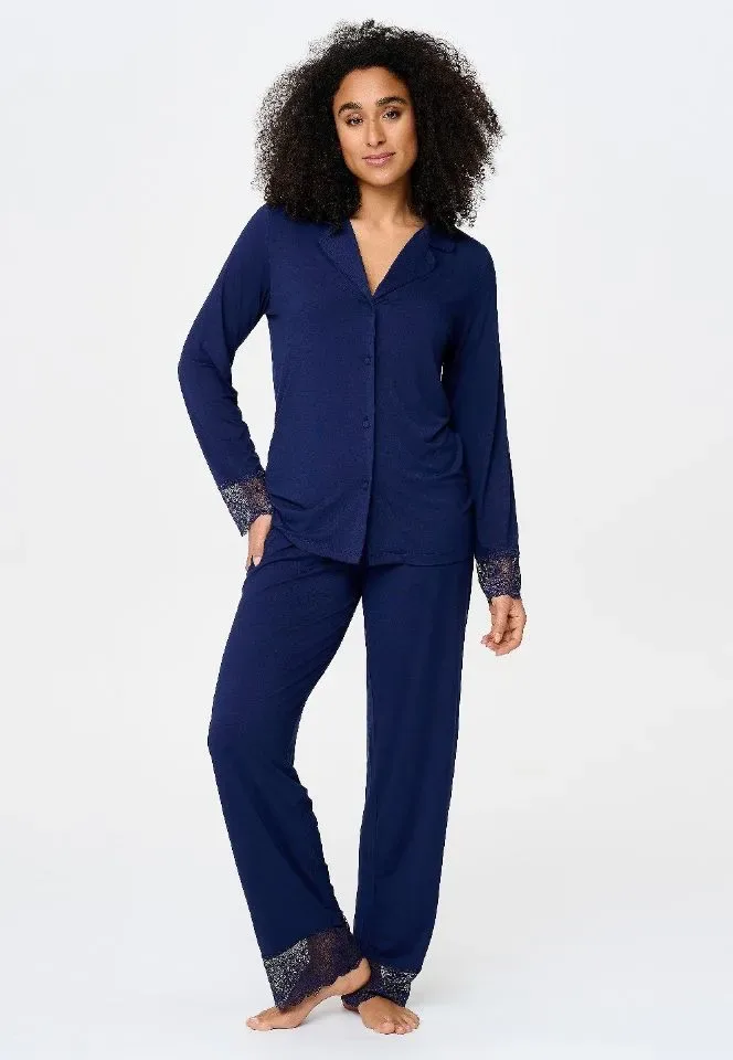 Lingadore Midnight Dreams damespyjama in donkerblauw
