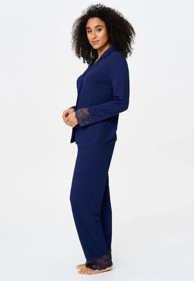 Lingadore Midnight Dreams damespyjama in donkerblauw