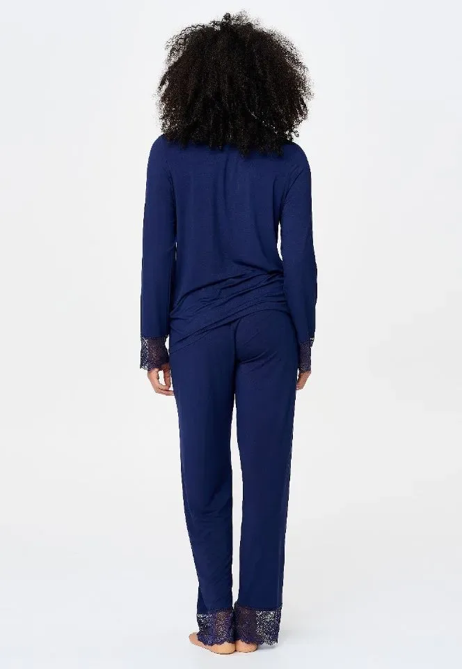 Lingadore Midnight Dreams damespyjama in donkerblauw