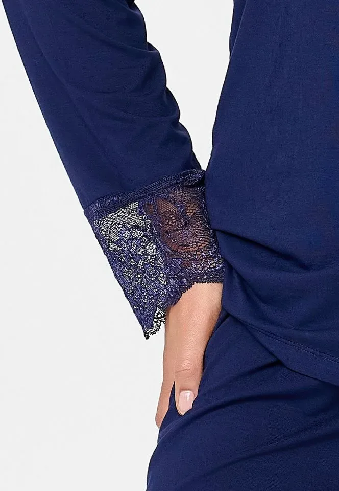 Lingadore Midnight Dreams damespyjama in donkerblauw