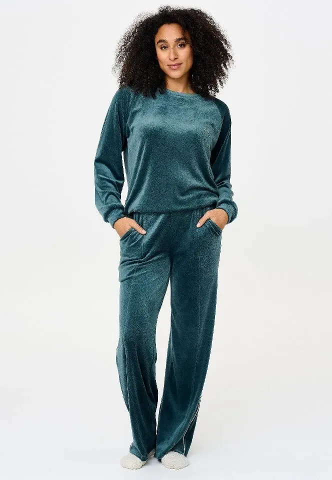 Lingadore Velvet Mood homewear in donkergroen