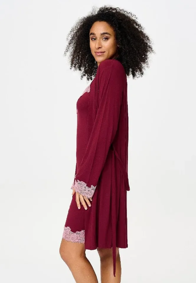 Lingadore Port Desire Nights kimono in bordeaux