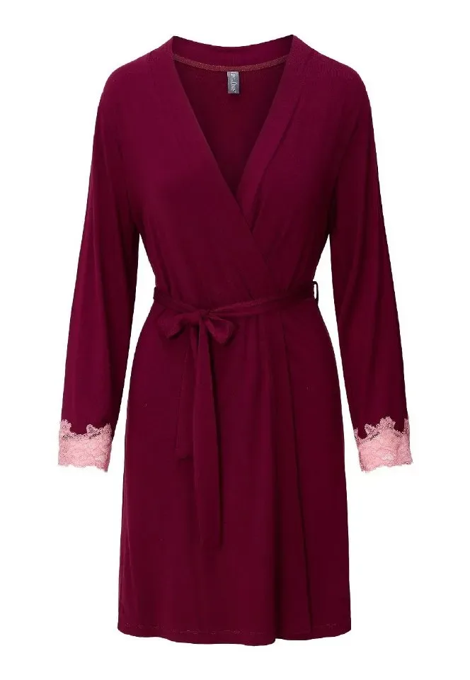 Lingadore Port Desire Nights kimono in bordeaux