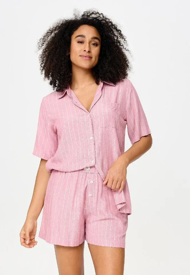 Lingadore Stripes shortama in vieux roze