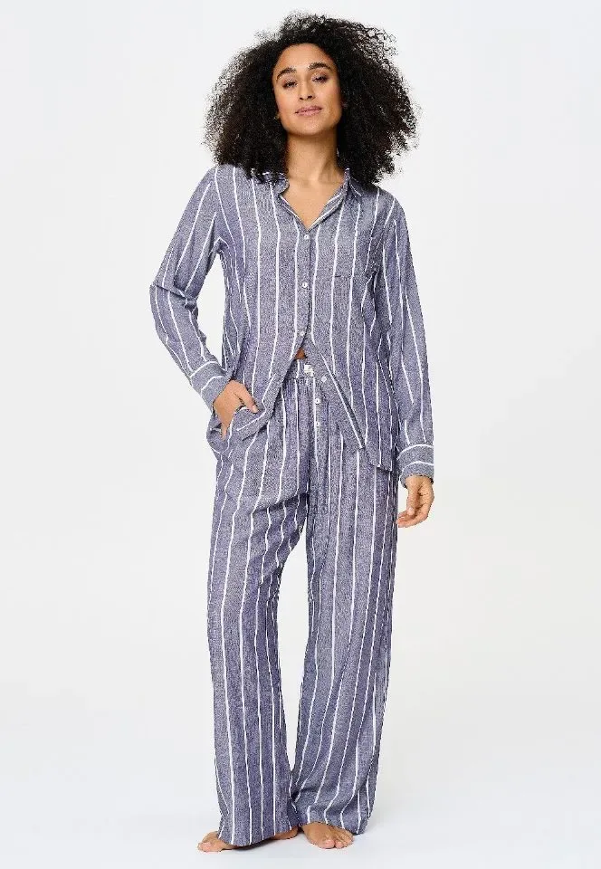 Lingadore Stripes pyjama in denim blauw