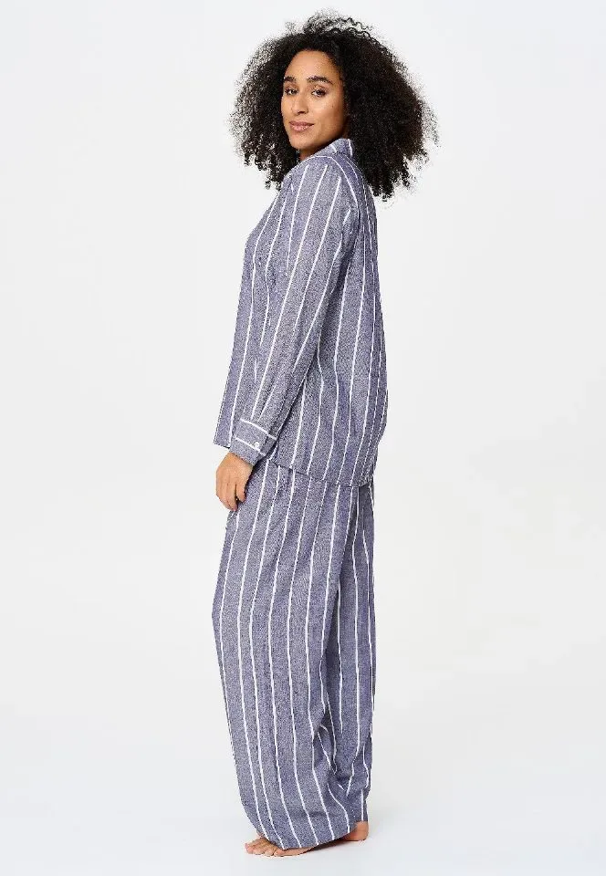 Lingadore Stripes pyjama in denim blauw