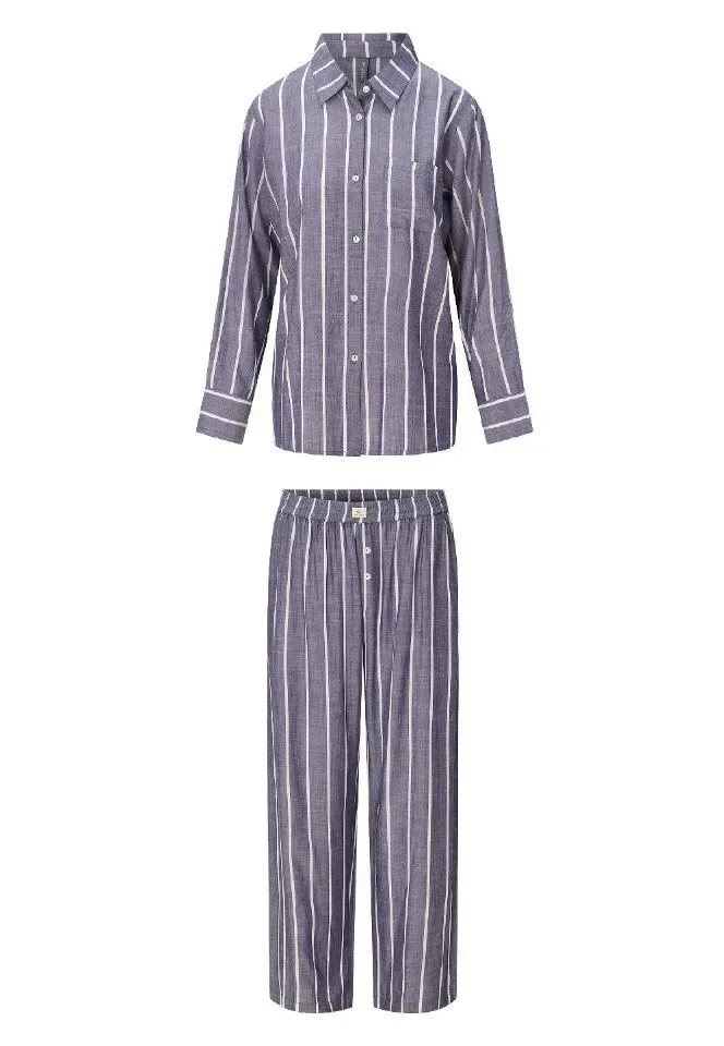 Lingadore Stripes pyjama in denim blauw