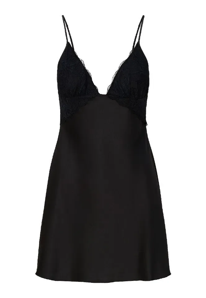 Lingadore Black Beauty slipdress in zwart