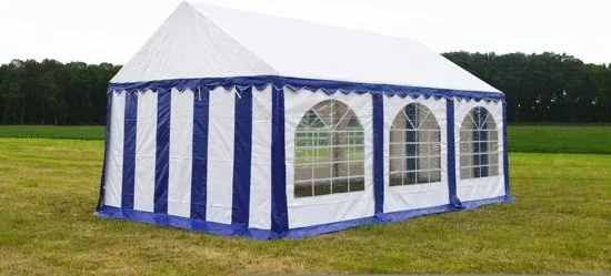 Partytent 3x6 Premium PVC Brandvertragend | Blauw / wit
