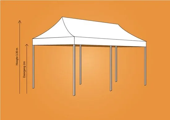 Plooitent 3x6 ALU - Kleur: WIT