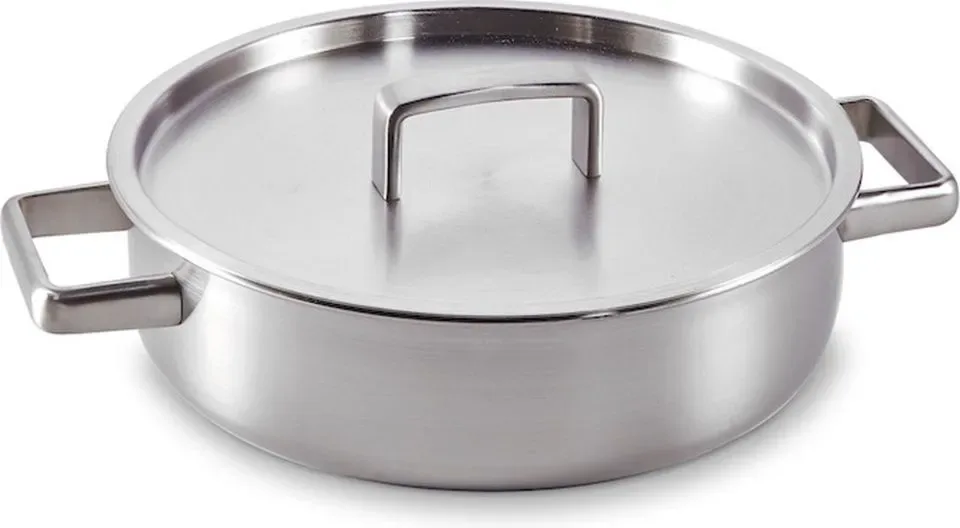 King  Sauteer 24 cm met inox deksel en zijgrepen