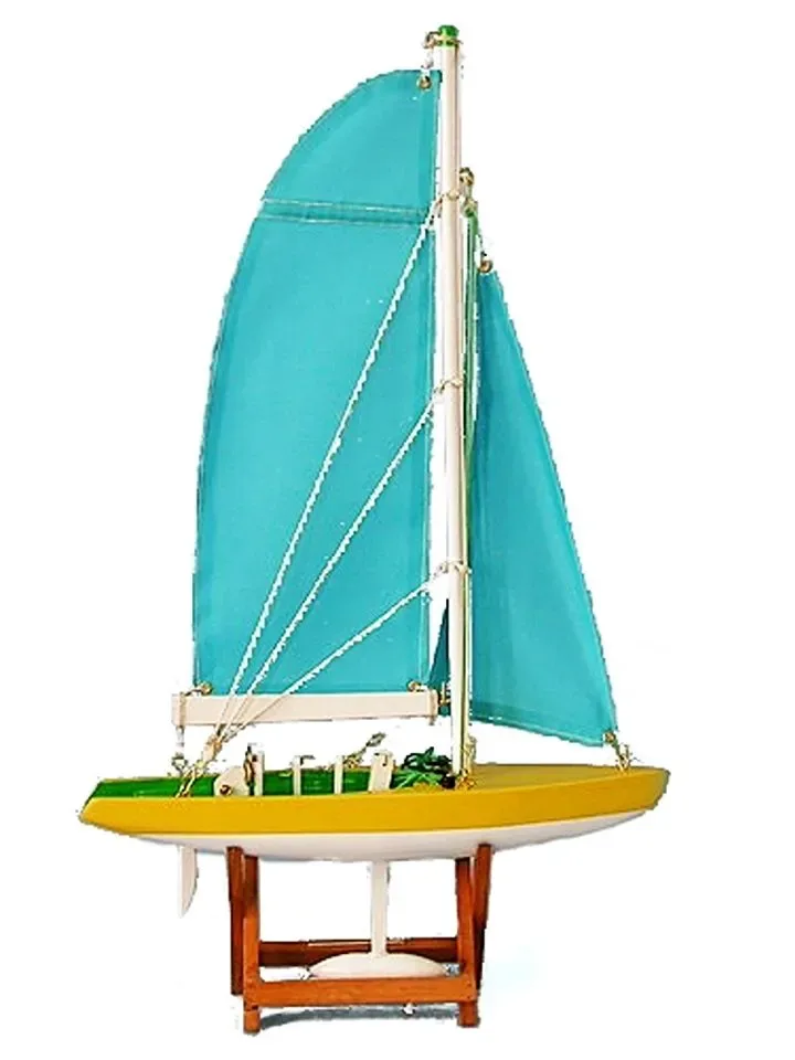 Miniatuurboot “blauwe vlag met romp geel” Hoogte 40 cm Fx 246T-25 E