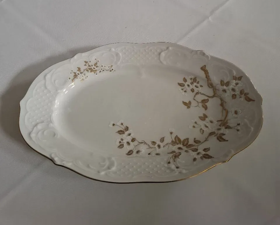 Lindner Bavaria porzellan 	08 Daniella weib 	Ovale schaal	32 cm	Handarbeid