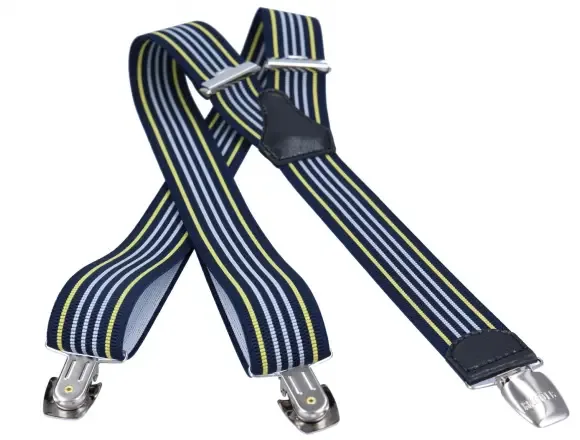Bretellen Donkerblauw - Geel - Lichtgrijs