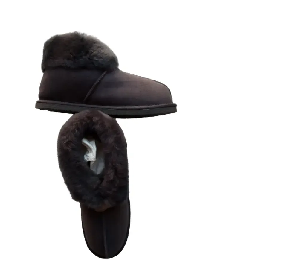 Pantoffels met schapenwol - grijs - hoog model
