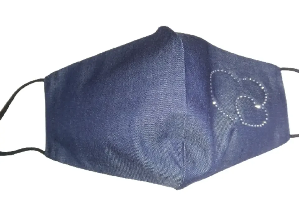 Mondmasker jeans met harten parels
