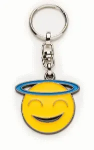 Emoji metalen sleutelhanger - smile face halo