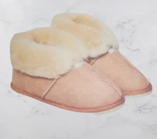 Dames Pantoffels met schapenwol – beige – hoog model – maat 35 tot 42
