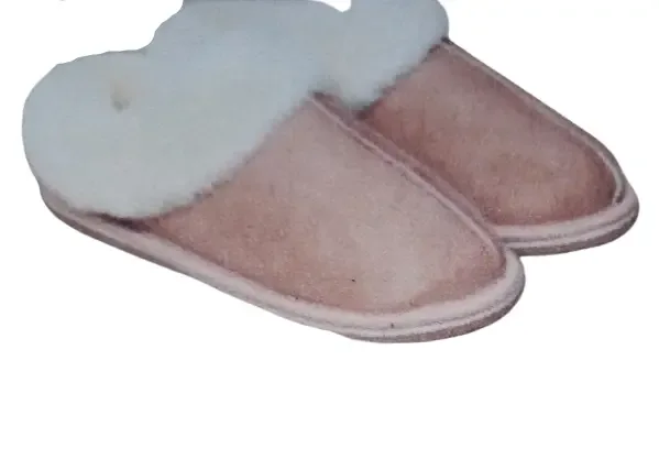 Dames pantoffels met schapenwol - licht bruin - laag model - maat 35 tot 42
