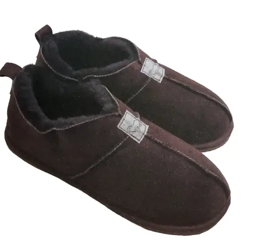 Heren pantoffels met schapenwol - grijs - laag model - maat 39 tot 46