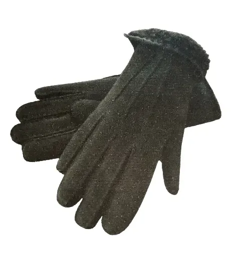Dames en heren - Handschoenen met schapenwol - zwart - maat 7 tot 10,5